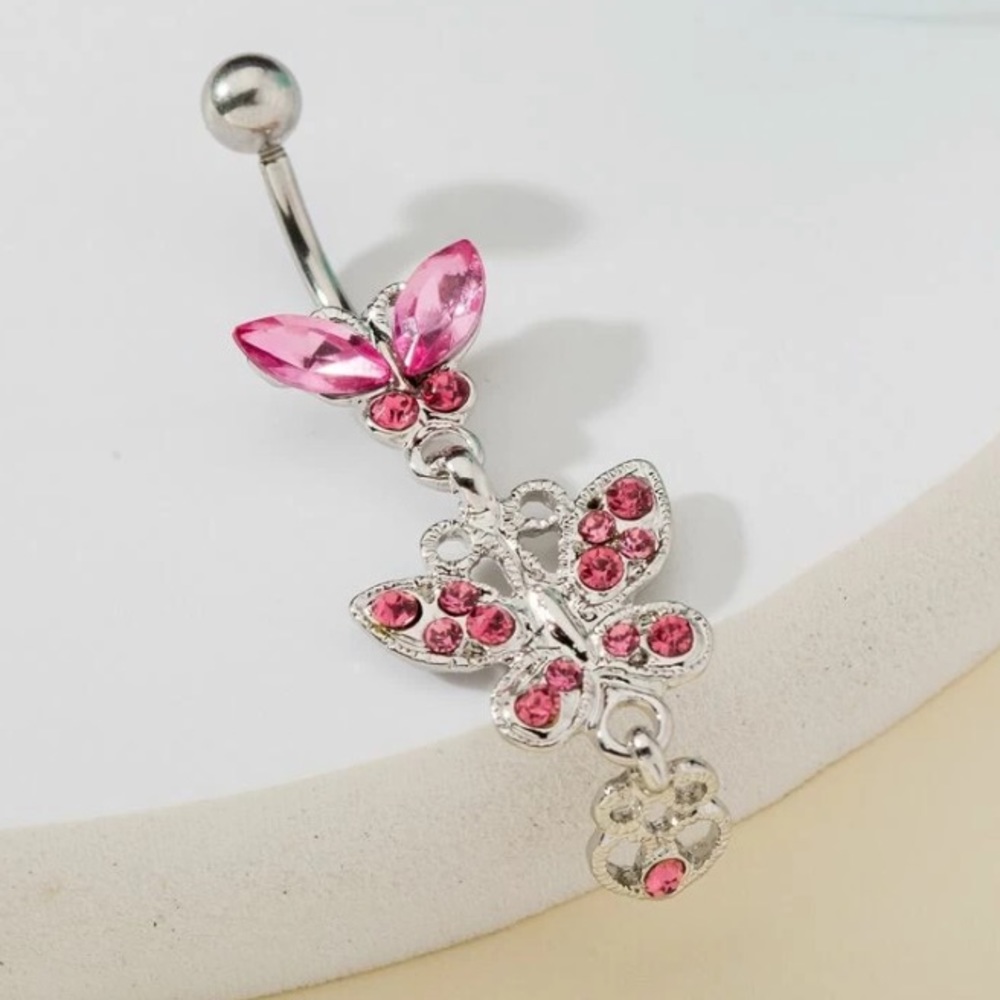 🔥3/$25🔥Surgical Steel Butterfly Charm Belly Ring